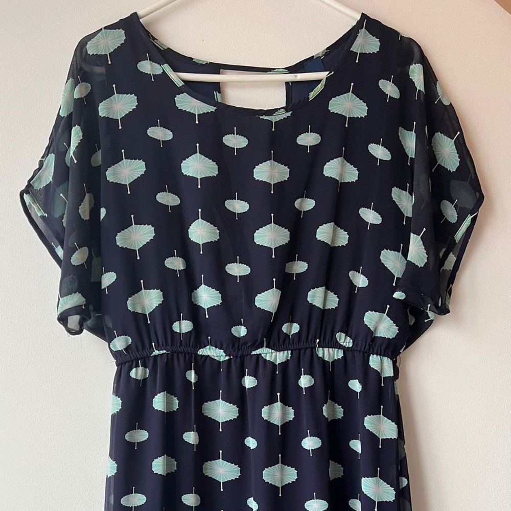 navy blue umbrellas dress